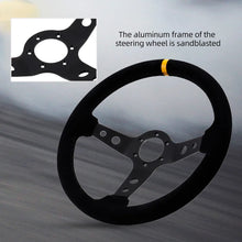 Carregar imagem no visualizador da galeria, 14Inch Racing Steering Wheel Suede 350mm Wheels with Horn Button Aluminum Frame PCD=6x70mm Deep-76mm Car/Game Universal