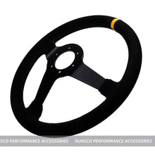 將圖片載入圖庫檢視器 350mm/14Inch Car Steering Wheel Suede/Real Leather Drift Racing Game Simulator Steering Wheel Universal