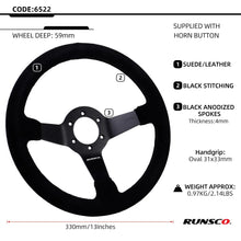 Load image into Gallery viewer, 330mm 13Inch Steering Wheel Suede Leather Sport Drift Steering Wheel Aluminum Frame 6061-T6 70mm/PCD
