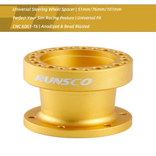 Load image into Gallery viewer, Gold CNC Steering Wheel Spacer 51/76/101mm, Anodized 6061-T6 Aluminum for Sim Racing Wheel Base-522S