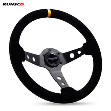 Carregar imagem no visualizador da galeria, 14Inch Racing Steering Wheel Suede 350mm Wheels with Horn Button Aluminum Frame PCD=6x70mm Deep-76mm Car/Game Universal