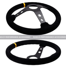 Carregar imagem no visualizador da galeria, 14Inch Racing Steering Wheel Suede 350mm Wheels with Horn Button Aluminum Frame PCD=6x70mm Deep-76mm Car/Game Universal
