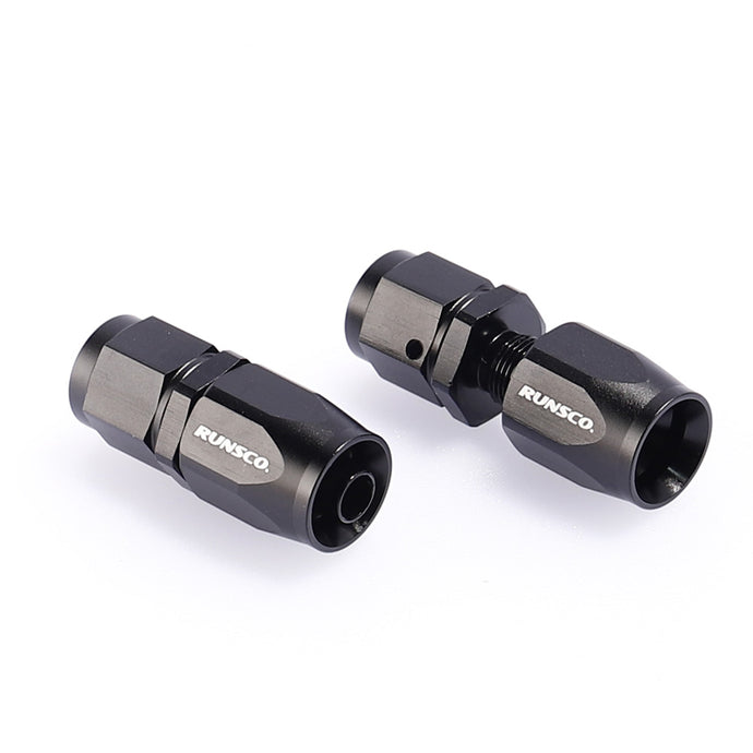 Auto Straight Swivel AN Hose End Fitting Aluminum Black (2Pieces/Pack)