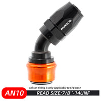 Runsco -10AN Quick-release Hose End Fittings Swivel Adapter Connector 0°/45°/90°/180°