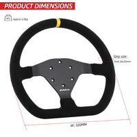 320mm Flat Steering Wheel Sim Racing Drift Pc Game Steering Wheel Control Suede Frame