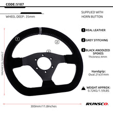 Load image into Gallery viewer, 300mm Steering Wheel Flat Suede Car Drift Pc Sim Gaming Sport Control Rims Grey Stitching PCD-6x70mm
