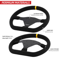 320mm Flat Steering Wheel Sim Racing Drift Pc Game Steering Wheel Control Suede Frame