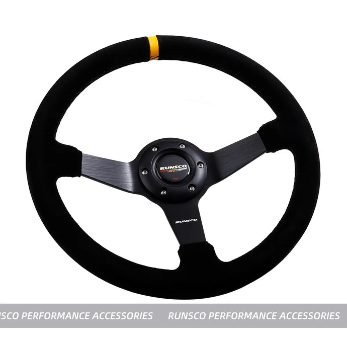 350mm/14Inch Car Steering Wheel Suede/Real Leather Drift Racing Game Simulator Steering Wheel Universal
