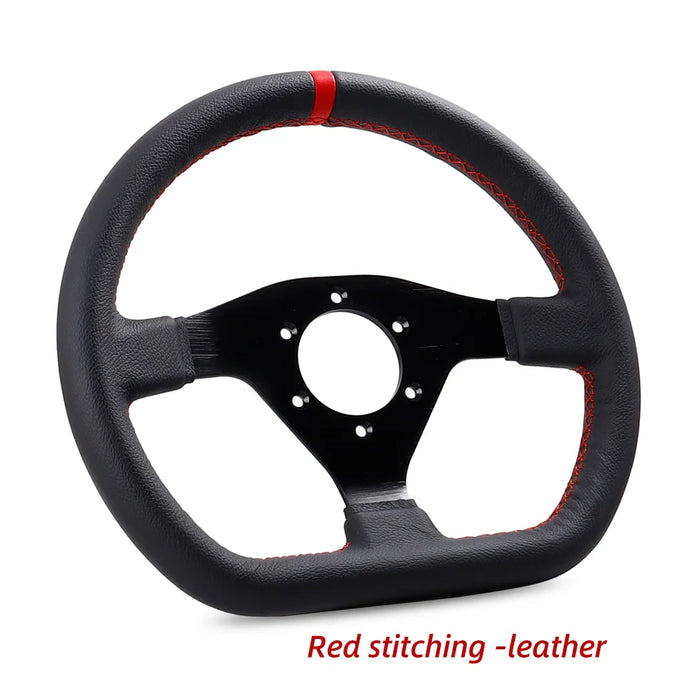 12Inch 300mm Steering Wheel Flat Leather Car Drift Pc Game Sport Wheels Control Universal PCD-6x70mm