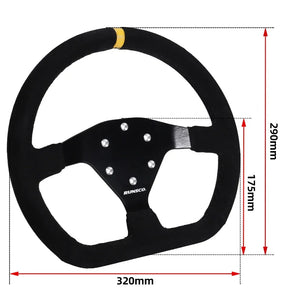 320mm Flat Steering Wheel Sim Racing Drift Pc Game Steering Wheel Control Suede Frame