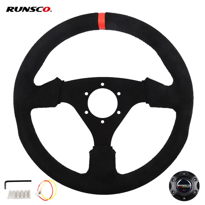 13inch 330mm Racing Steering Wheel Suede Competitive Drift PC Game Universal PCD 6x70mm