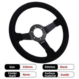 330mm 13Inch Steering Wheel Suede Leather Sport Drift Steering Wheel Aluminum Frame 6061-T6 70mm/PCD
