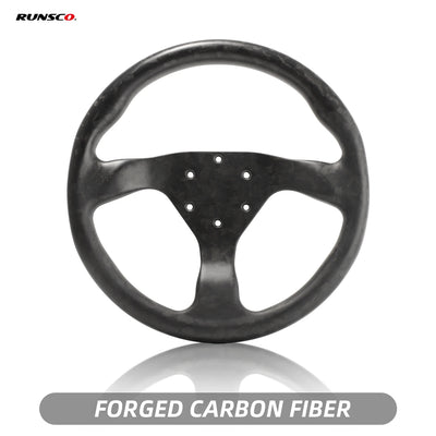 Runsco 330mm Round Dry Carbon Fiber Steering Wheel, Ultra-light 385g