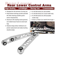 Rear Lower Control Arm Subframe Brace Tie Bar Kit for Honda Civic EK 96-00