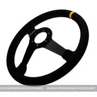 350mm/14Inch Car Steering Wheel Suede/Real Leather Drift Racing Game Simulator Steering Wheel Universal