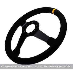 350mm/14Inch Car Steering Wheel Suede/Real Leather Drift Racing Game Simulator Steering Wheel Universal