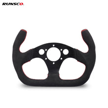 Cargar imagen en el visor de la galería, 325mm Flat GT Steering Wheel Suede Racing Car/Game Rims Black with Horn Button
