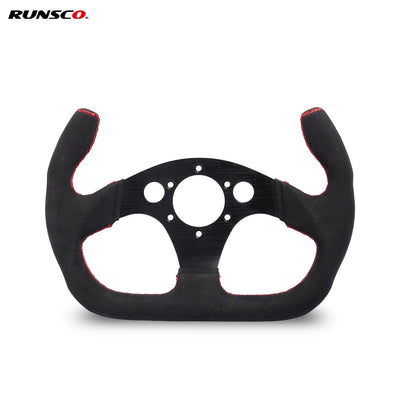 325mm Flat GT Steering Wheel Suede Racing Car/Game Rims Black with Horn Button