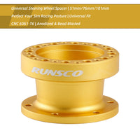 Gold CNC Steering Wheel Spacer 51/76/101mm, Anodized 6061-T6 Aluminum for Sim Racing Wheel Base-522S