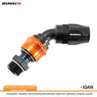 Runsco -10AN Quick-release Hose End Fittings Swivel Adapter Connector 0°/45°/90°/180°