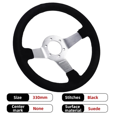 330mm 13Inch Steering Wheel Suede Leather Sport Drift Steering Wheel Aluminum Frame 6061-T6 70mm/PCD
