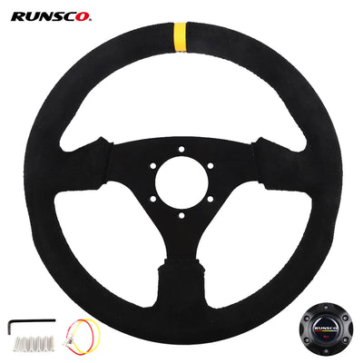 13inch 330mm Racing Steering Wheel Suede Competitive Drift PC Game Universal PCD 6x70mm