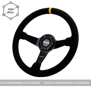 350mm/14Inch Car Steering Wheel Suede/Real Leather Drift Racing Game Simulator Steering Wheel Universal