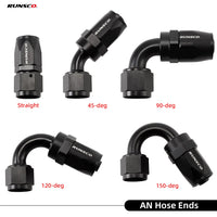 AN6 AN8 AN10 Hose End Fitting Swivel Adapter Aluminum Black