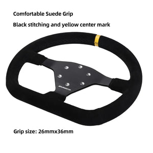 320mm Flat Steering Wheel Sim Racing Drift Pc Game Steering Wheel Control Suede Frame