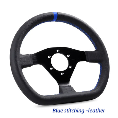 12Inch 300mm Steering Wheel Flat Leather Car Drift Pc Game Sport Wheels Control Universal PCD-6x70mm
