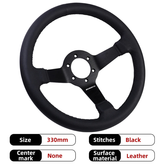 330mm 13Inch Steering Wheel Suede Leather Sport Drift Steering Wheel Aluminum Frame 6061-T6 70mm/PCD