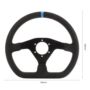 Runsco 320mm Sport Steering Wheel D-Shape Suede 9040 Simulator Controller Rims Flat Drift