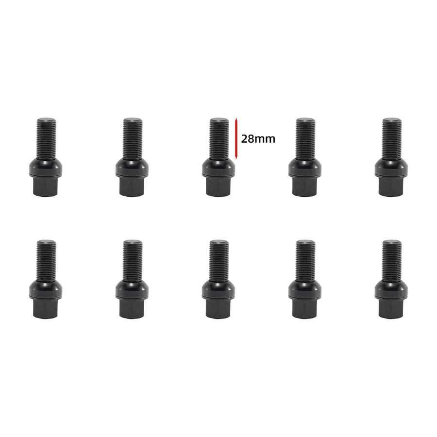 Extended Wheel Lug Bolts – R13 Ball Seat, 12.9 Grade | BMW / Audi / VW | M14x1.5 / M14x1.25 / M12x1.5 (10 pcs)