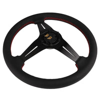 350mm Steering Wheel Sport Drift Perforated Leather Steering Wheels Aluminum Frame with Horn Button