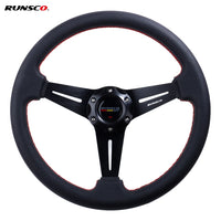 350mm Steering Wheel Sport Drift Perforated Leather Steering Wheels Aluminum Frame with Horn Button