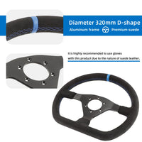 Runsco 320mm Sport Steering Wheel D-Shape Suede 9040 Simulator Controller Rims Flat Drift