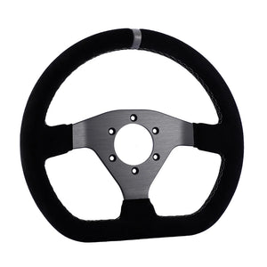 300mm Steering Wheel Flat Suede Car Drift Pc Sim Gaming Sport Control Rims Grey Stitching PCD-6x70mm