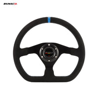 Runsco 320mm Sport Steering Wheel D-Shape Suede 9040 Simulator Controller Rims Flat Drift