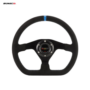 Runsco 320mm Sport Steering Wheel D-Shape Suede 9040 Simulator Controller Rims Flat Drift