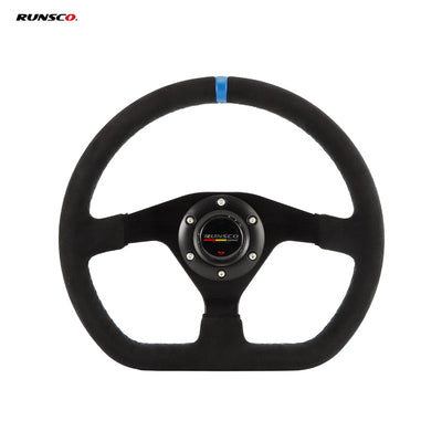 Runsco 320mm Sport Steering Wheel D-Shape Suede 9040 Simulator Controller Rims Flat Drift