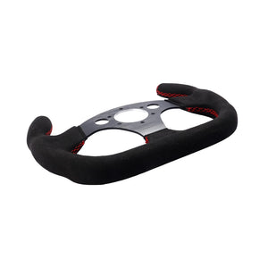325mm Flat GT Steering Wheel Suede Racing Car/Game Rims Black with Horn Button