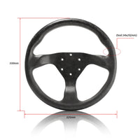 Runsco 330mm Round Dry Carbon Fiber Steering Wheel, Ultra-light 385g