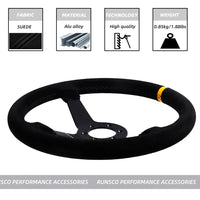 350mm/14Inch Car Steering Wheel Suede/Real Leather Drift Racing Game Simulator Steering Wheel Universal