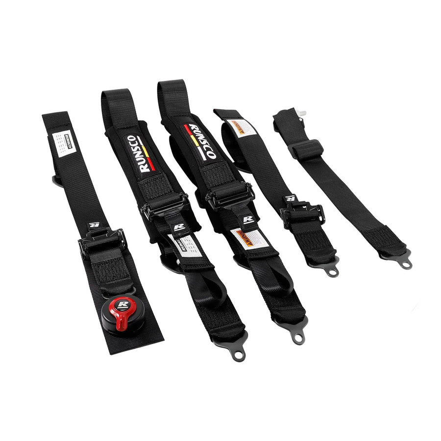 Race Seat Belt Harness Adjustable Harness Safe Shoulder Strap 2Inch 5 Points with Shoulder Pads -Runsco