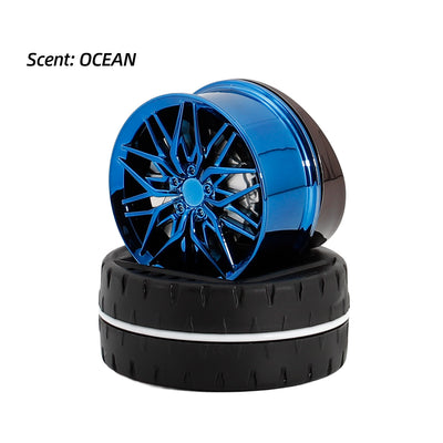 Solar Powered Rotating Wheel Hub Car Air Freshener | JDM Style Dashboard Perfume Diffuser & Aromatherapy Ornament
