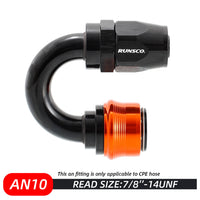 Runsco -10AN Quick-release Hose End Fittings Swivel Adapter Connector 0°/45°/90°/180°